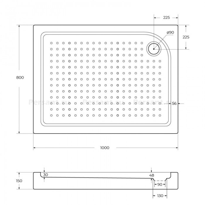 Акриловый поддон для душа BelBagno Tray R 100x80x15 TRAY-BB-AH-100/80-15-W-R