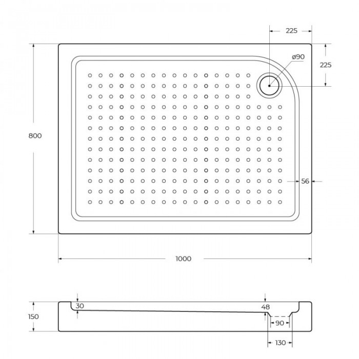 Акриловый поддон для душа BelBagno Tray R 100x80x15 TRAY-BB-AH-100/80-15-W-R