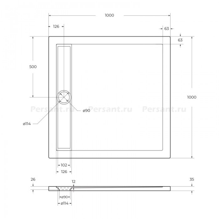 Акриловый поддон для душа BelBagno Tray Due 100x100x4 TRAY-BB-DUE-A-100-4-W0 низкий