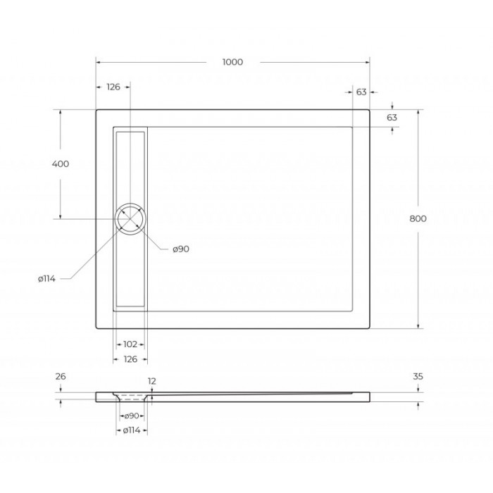 Акриловый поддон для душа BelBagno Tray Due 100x80x4 TRAY-BB-DUE-AH-100/80-4-W0 низкий