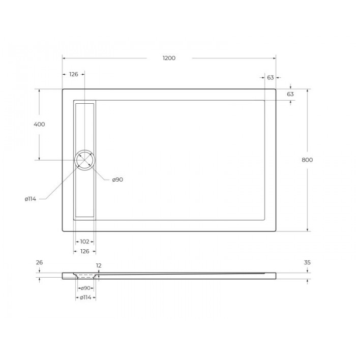 Акриловый поддон для душа BelBagno Tray Due 120x80x4 TRAY-BB-DUE-AH-120/80-4-W0 низкий