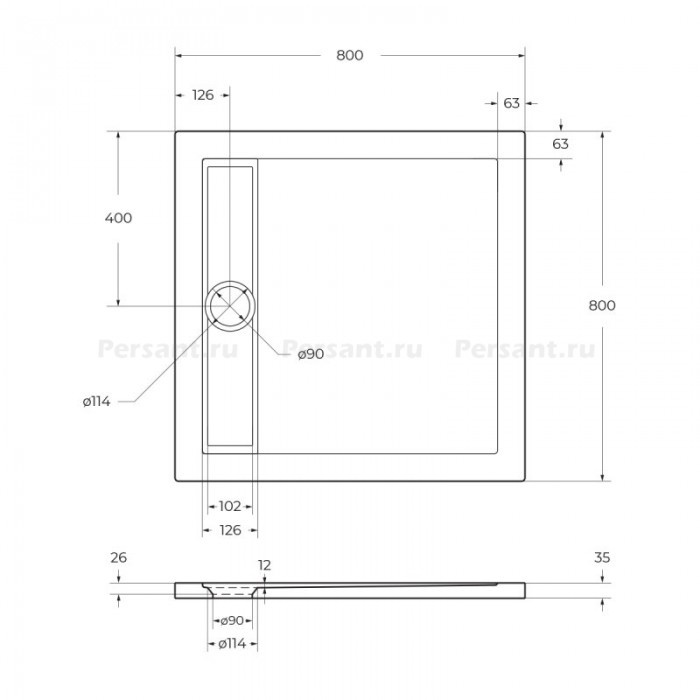 Акриловый поддон для душа BelBagno Tray Due 80x80x4 TRAY-BB-DUE-A-80-4-W0 низкий
