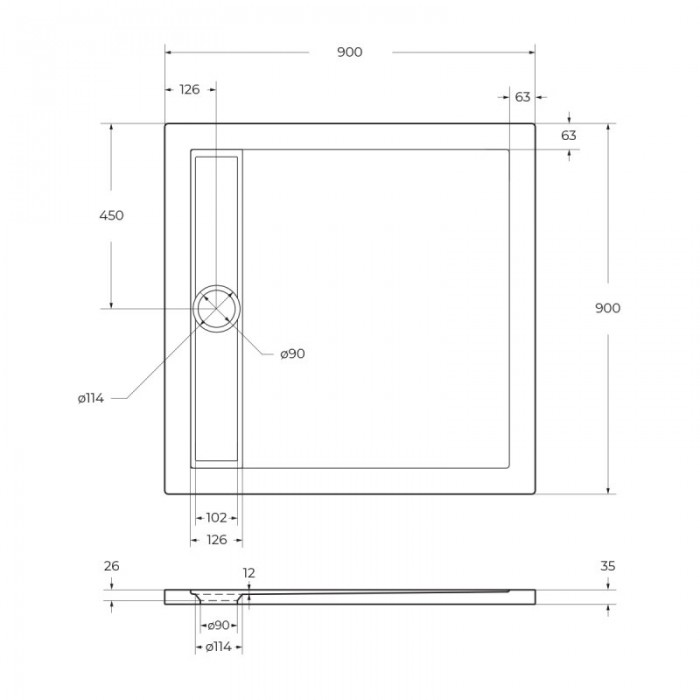 Акриловый поддон для душа BelBagno Tray Due 90x90x4 TRAY-BB-DUE-A-90-4-W0 низкий