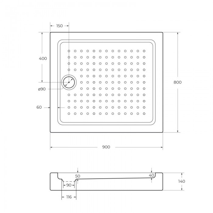 Акриловый поддон для душа Cezares Tray 90x80 TRAY-A-AH-90/80-15-W Белый