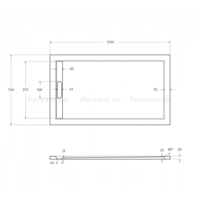 Душевой поддон из искусственного камня Cezares Tray AS 120x70 TRAY-AS-AH-120/70-30-W Белый
