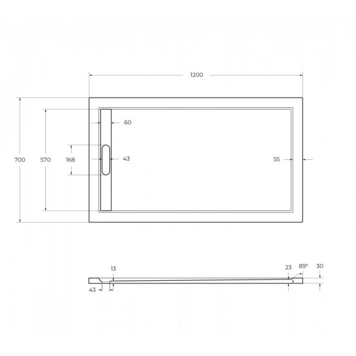 Душевой поддон из искусственного камня Cezares Tray AS 120x70 TRAY-AS-AH-120/70-30-W Белый