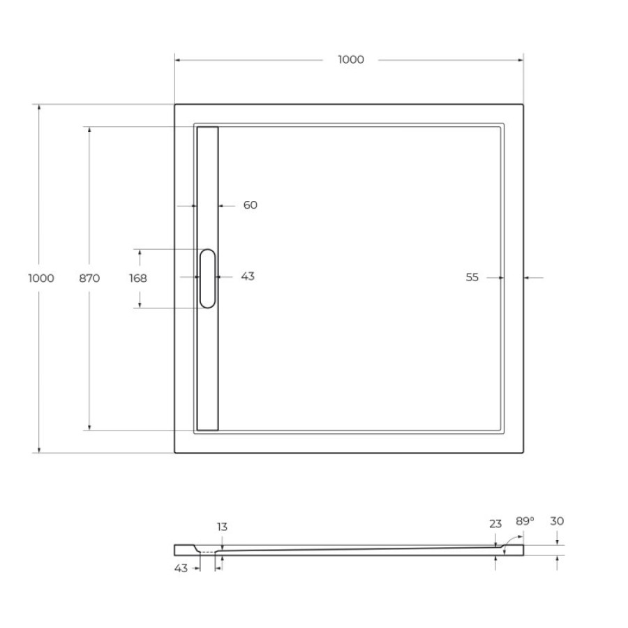 Душевой поддон из искусственного камня Cezares Tray AS 100x100 TRAY-AS-A-100-30-NERO Черный матовый