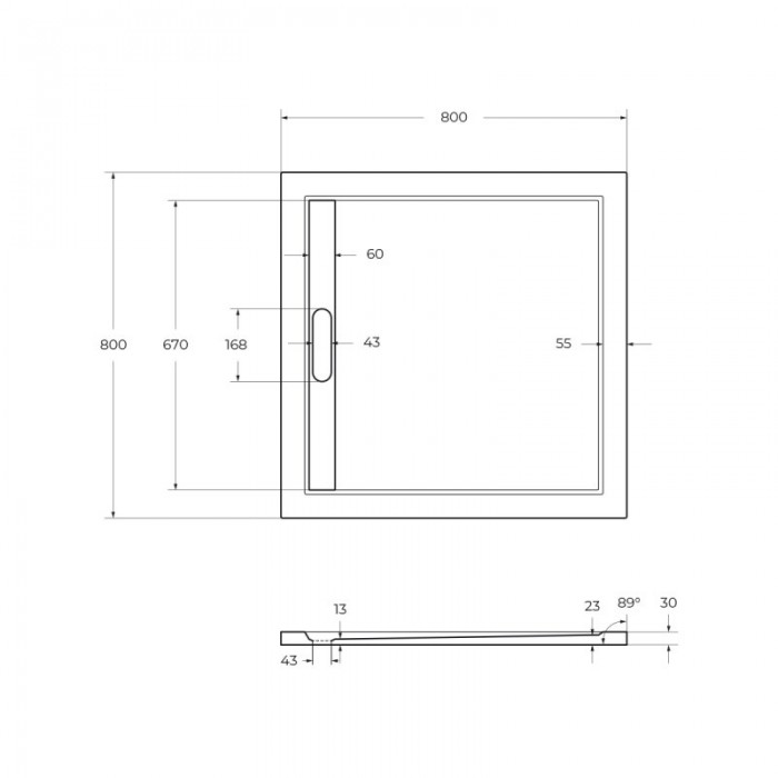 Душевой поддон из искусственного камня Cezares Tray AS 80x80 TRAY-AS-A-80-30-W белый