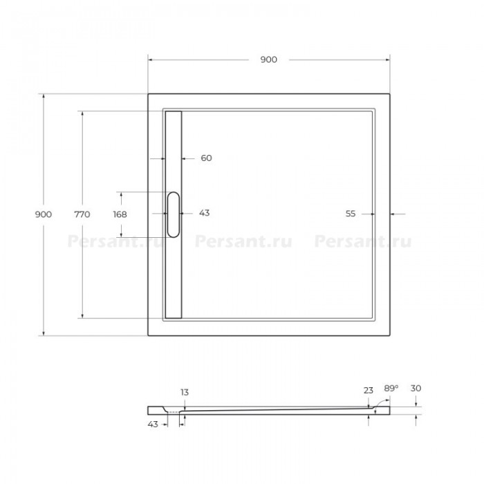 Душевой поддон из искусственного камня Cezares Tray AS 90x90 TRAY-AS-A-90-30-W белый