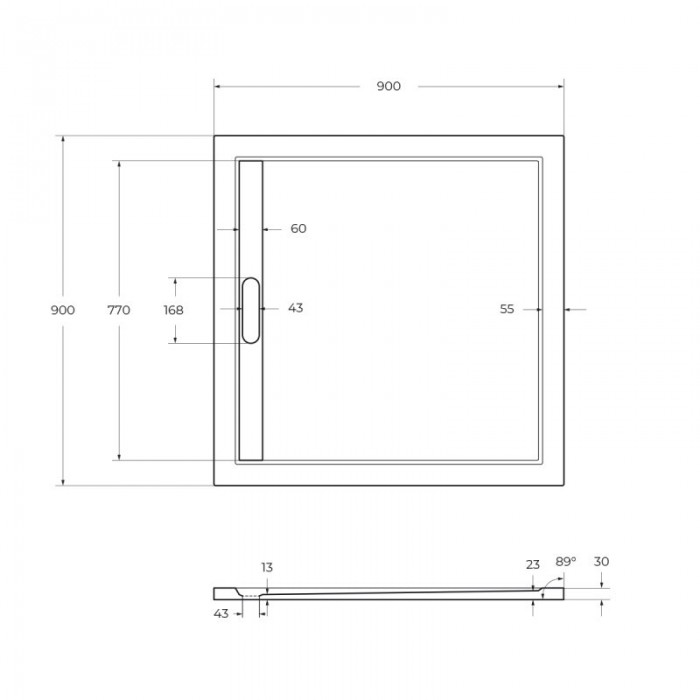 Душевой поддон из искусственного камня Cezares Tray AS 90x90 TRAY-AS-A-90-30-W белый