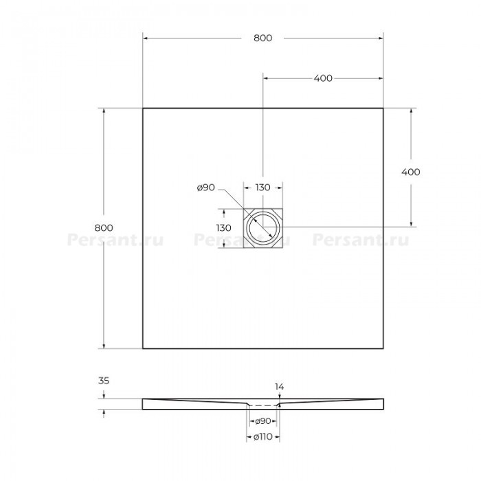 Поддон из искусственного камня BelBagno Uno 80x80x4 TRAY-MR-UNO-A-80-35-W-CR белый