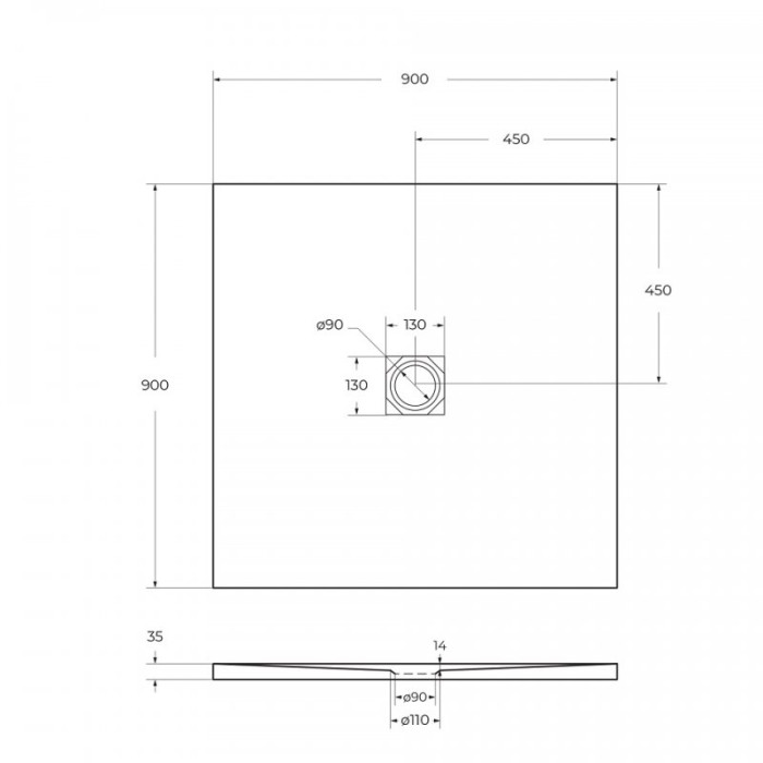 Поддон из искусственного камня BelBagno Uno 90x90x4 TRAY-MR-UNO-A-90-35-W-CR белый
