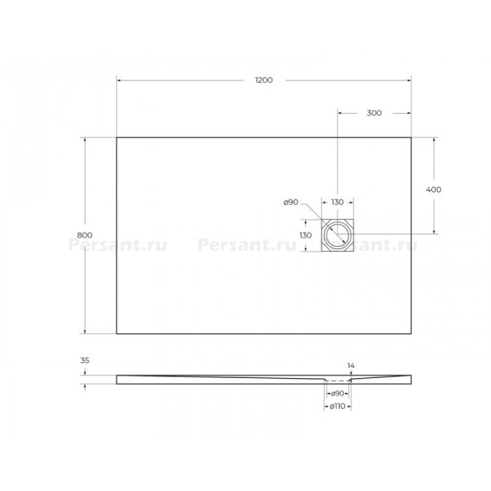 Поддон из искусственного камня BelBagno Uno 120x80x4 TRAY-MR-UNO-AH-120/80-35-W-CR белый