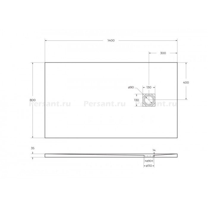 Поддон из искусственного камня BelBagno Uno 140x80x4 TRAY-MR-UNO-AH-140/80-35-W-CR белый