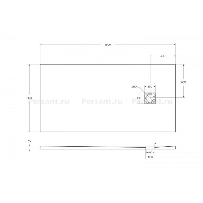 Поддон из искусственного камня BelBagno Uno 160x80x4 TRAY-MR-UNO-AH-160/80-35-W-CR белый