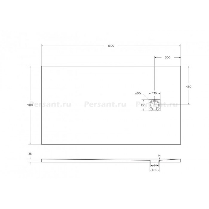 Поддон из искусственного камня BelBagno Uno 160x90x4 TRAY-MR-UNO-AH-160/90-35-W-CR белый