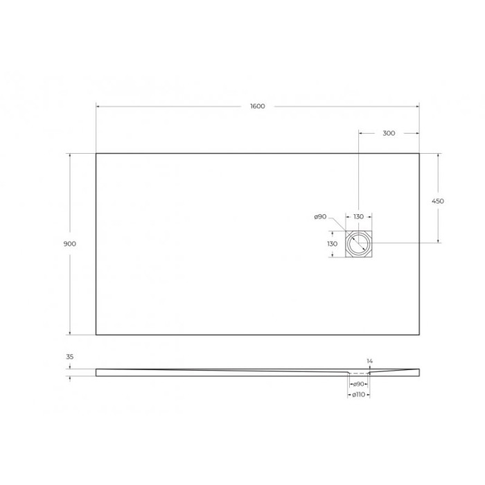 Поддон из искусственного камня BelBagno Uno 160x90x4 TRAY-MR-UNO-AH-160/90-35-W-CR белый