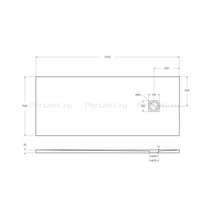 Поддон из искусственного камня BelBagno Uno 170x70x4 TRAY-MR-UNO-AH-170/70-35-W-CR белый