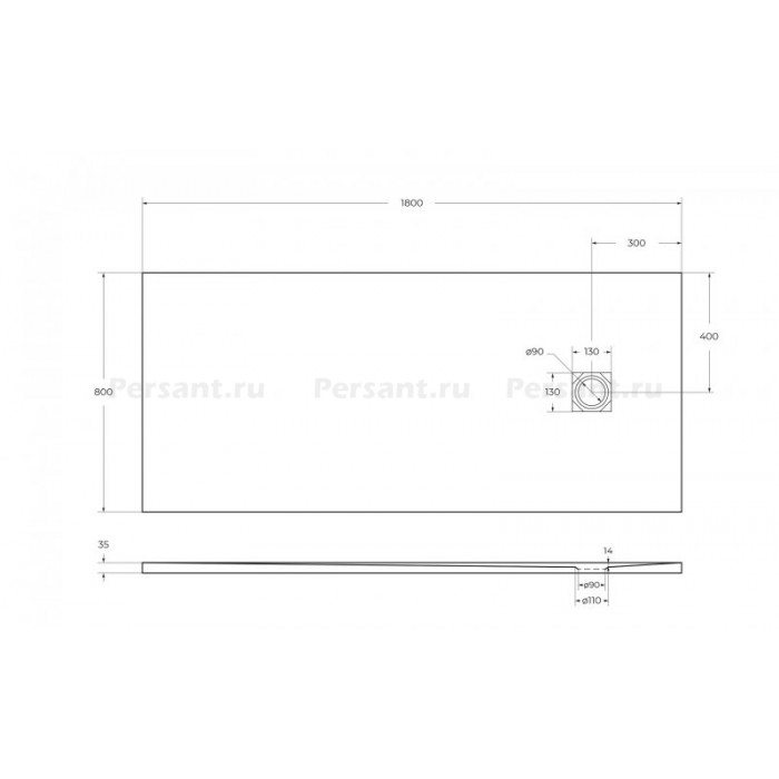 Поддон из искусственного камня BelBagno Uno 180x80x4 TRAY-MR-UNO-AH-180/80-35-W-CR белый