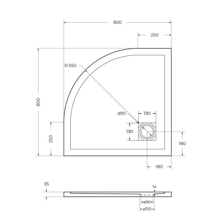 Поддон из искусственного камня BelBagno Uno 80x80x4 TRAY-MR-UNO-R-80-550-35-W-CR белый