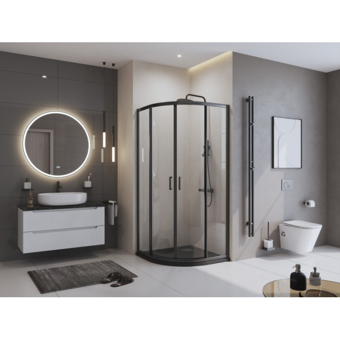 Поддон из искусственного камня BelBagno Uno 90x90x4 TRAY-MR-UNO-R-90-550-35-NERO-CR черный