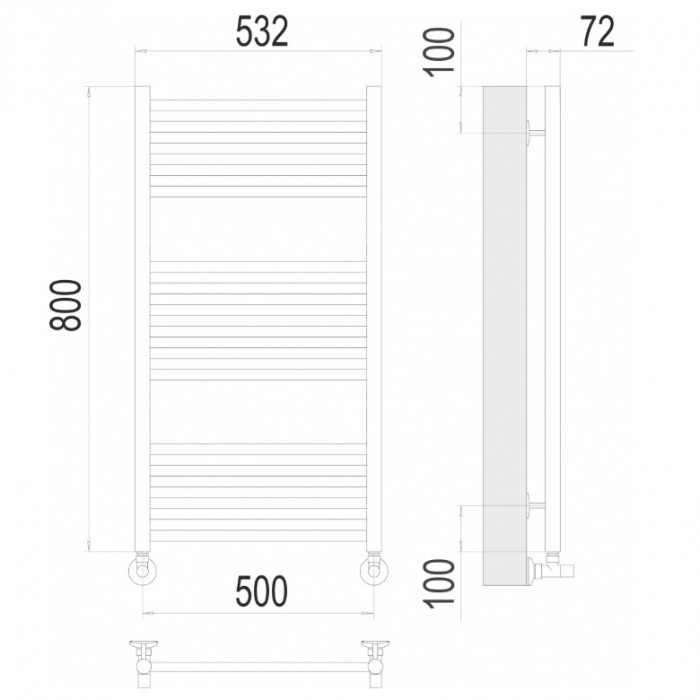 Полотенцесушитель водяной Terminus Аврора П16 500х800 4670078529312, хром