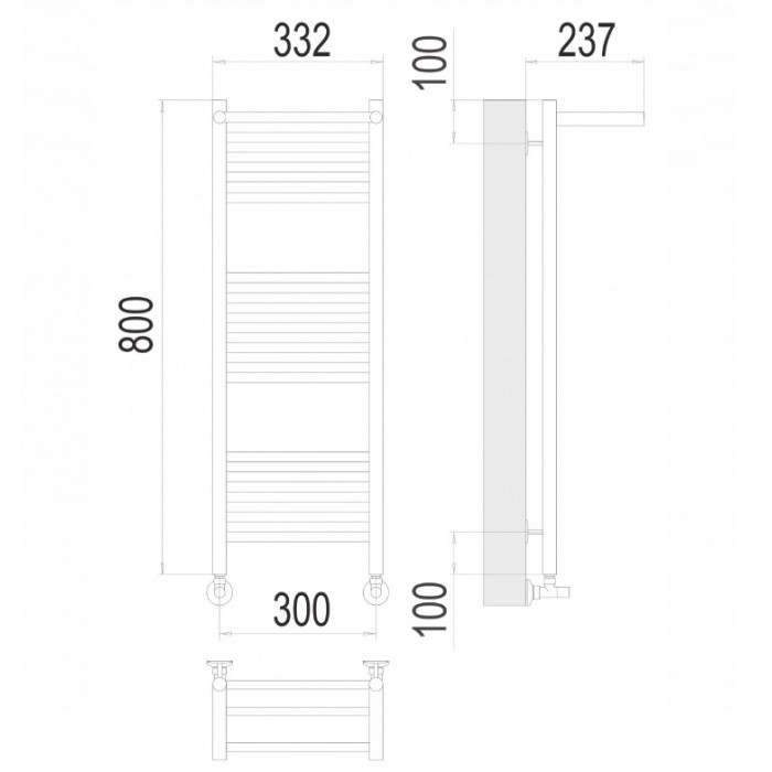Полотенцесушитель водяной Terminus Аврора с/п П16 300х800 4670078529404, с полкой, хром