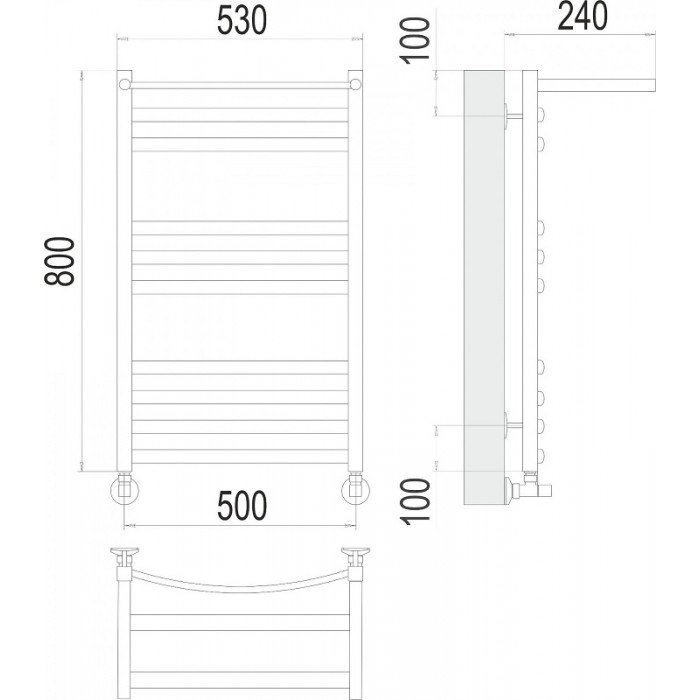 Полотенцесушитель водяной Terminus Енисей с/п П10 500х800 4670078529565, с полкой, хром