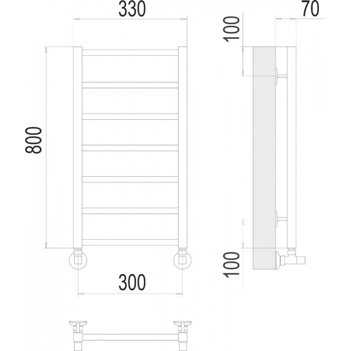 Полотенцесушитель водяной Terminus Контур П7 300х800 4670078529633 хром