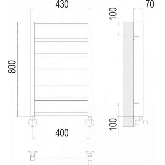 Полотенцесушитель водяной Terminus Контур П7 400х800 4670078529640 хром