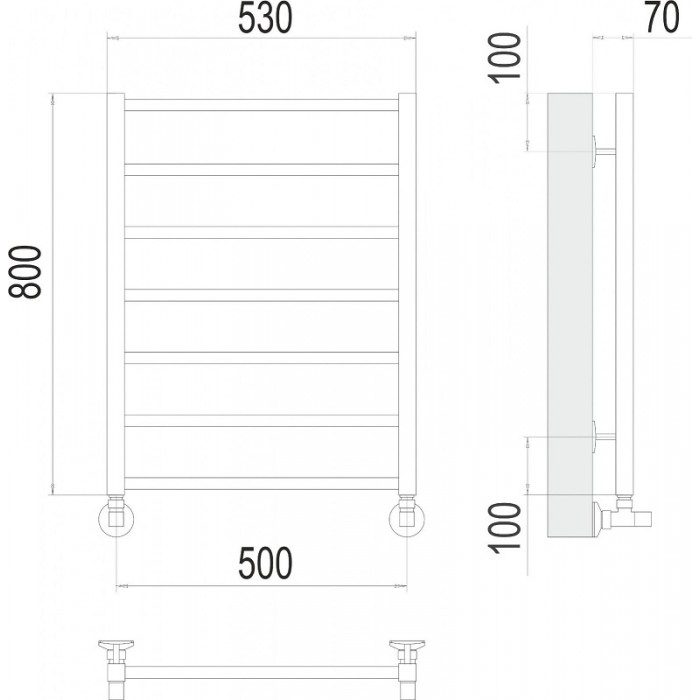 Полотенцесушитель водяной Terminus Контур П7 500х800 4670078529657 хром