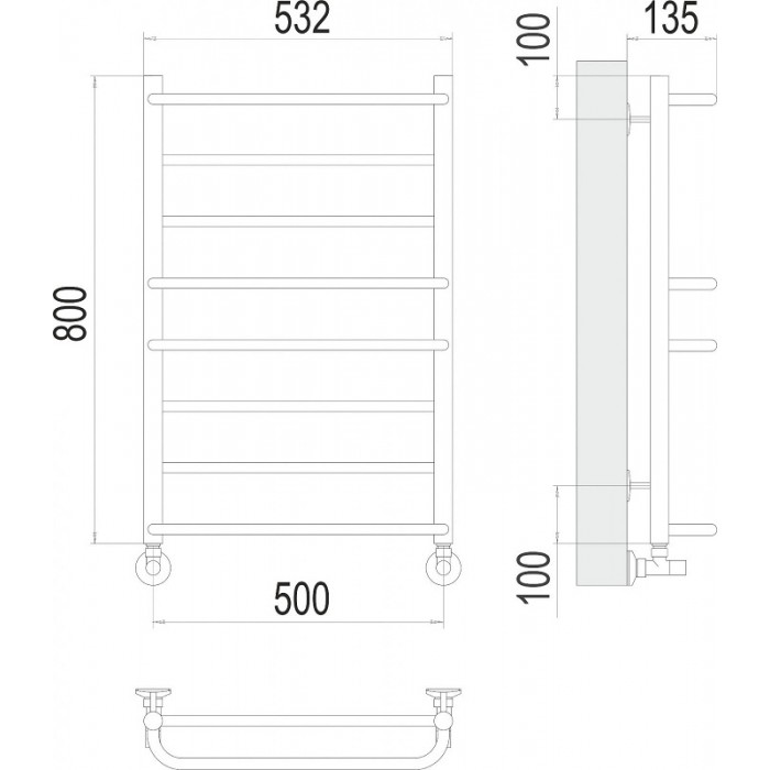 Полотенцесушитель водяной Terminus Евромикс П8 500х800 4670078530165, хром