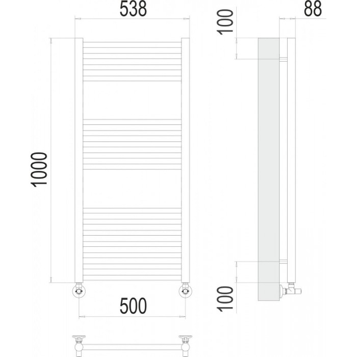 Полотенцесушитель водяной Terminus Альба П16 500x1000 4670078530455, хром