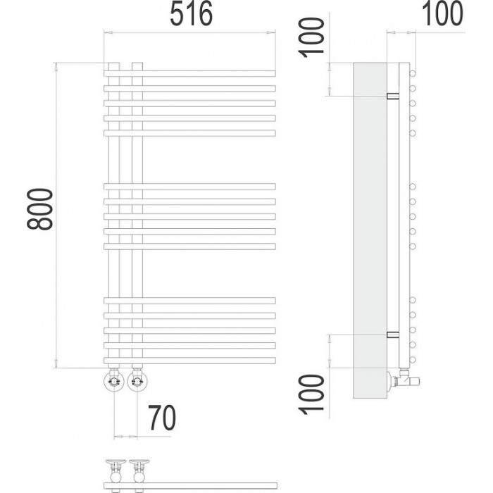 Полотенцесушитель водяной Terminus Астра П15 500x800 4670078530486, хром