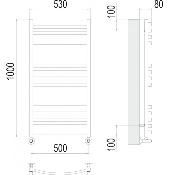 Полотенцесушитель водяной Terminus Палермо П13 500х1000 4670078530769 хром