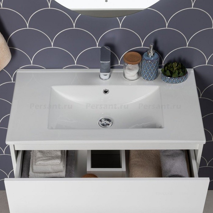 Раковина-столешница Aquanet Flow 80 белая