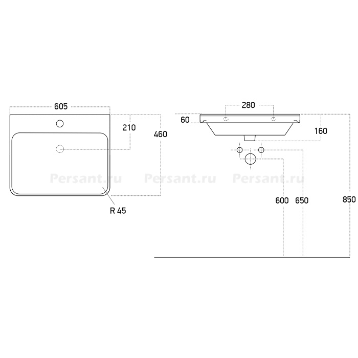 Раковина Sanovit Luxury 60 белая 11060-KL фарфор