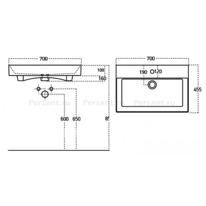 Раковина Sanovit Slim Synergy 70 белая 17070-KL