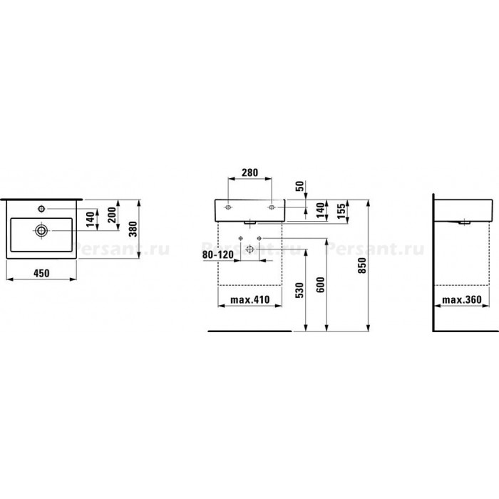 Раковина подвесная Laufen Living Square 8.1543.2.000.104.1