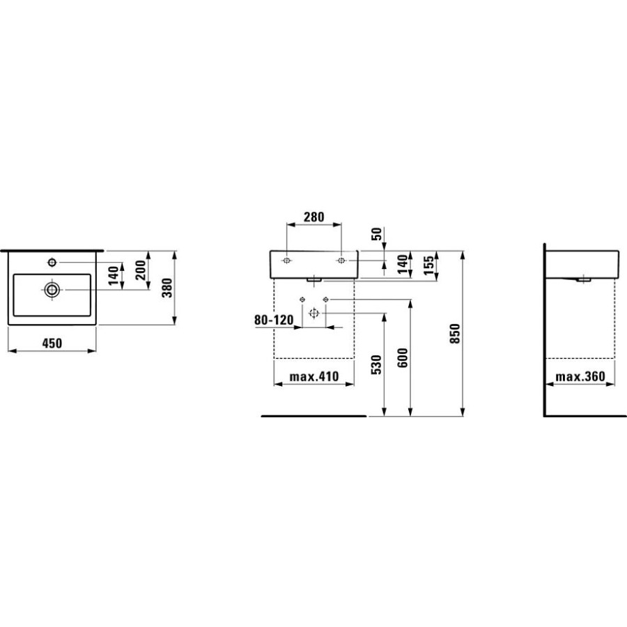 Раковина подвесная Laufen Living Square 8.1543.2.000.104.1