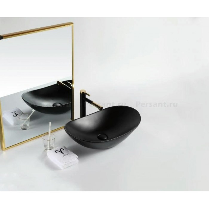 Раковина накладная 60x36 BelBagno BB1404-H301 черная матовая