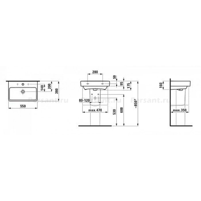 Подвесная раковина Laufen Pro S 55х38 8.1895.8.000.104.1