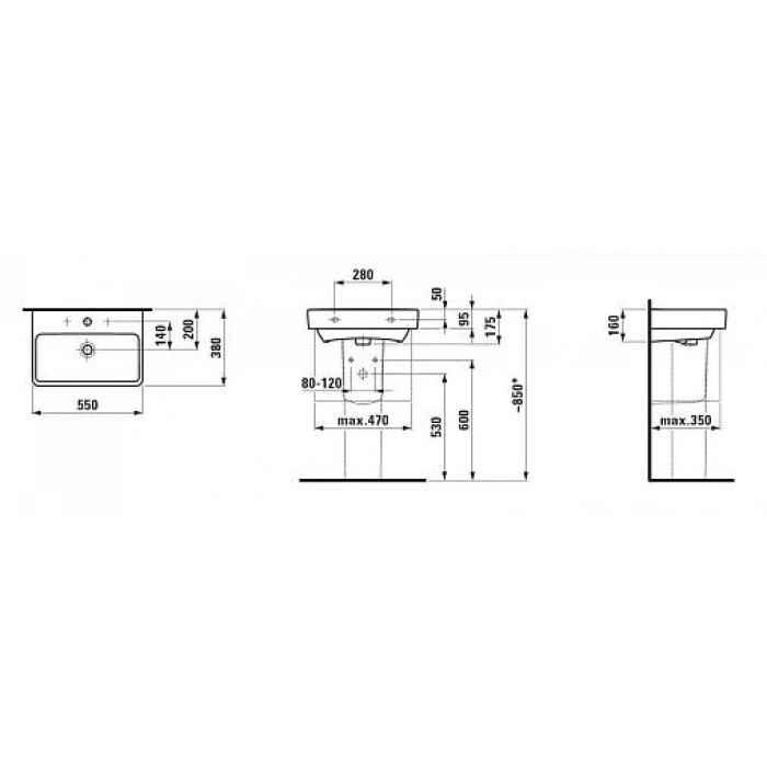 Подвесная раковина Laufen Pro S 55х38 8.1895.8.000.104.1