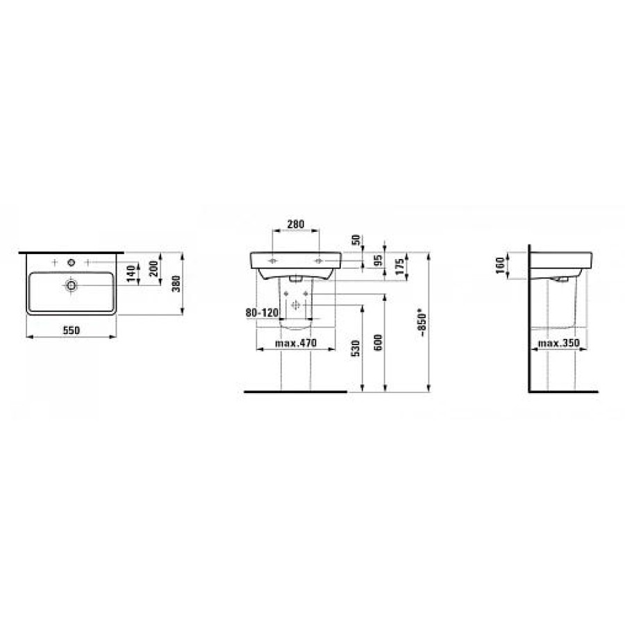 Подвесная раковина Laufen Pro S 55х38 8.1895.8.000.104.1