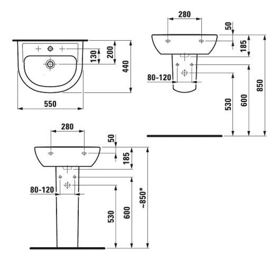 Раковина подвесная Laufen Pro 55x44 8.1095.1.000.104.1