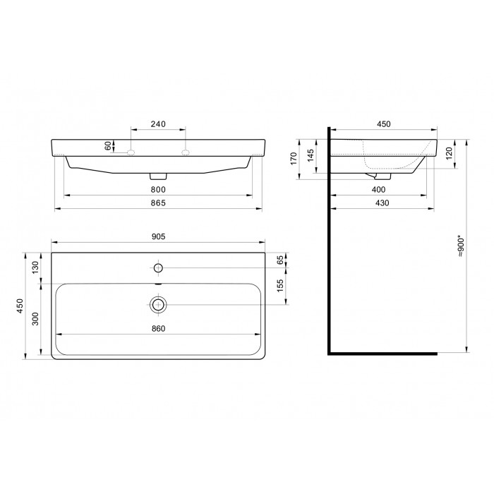 Раковина Santek Адриана 90 1.WH50.1.629 белая