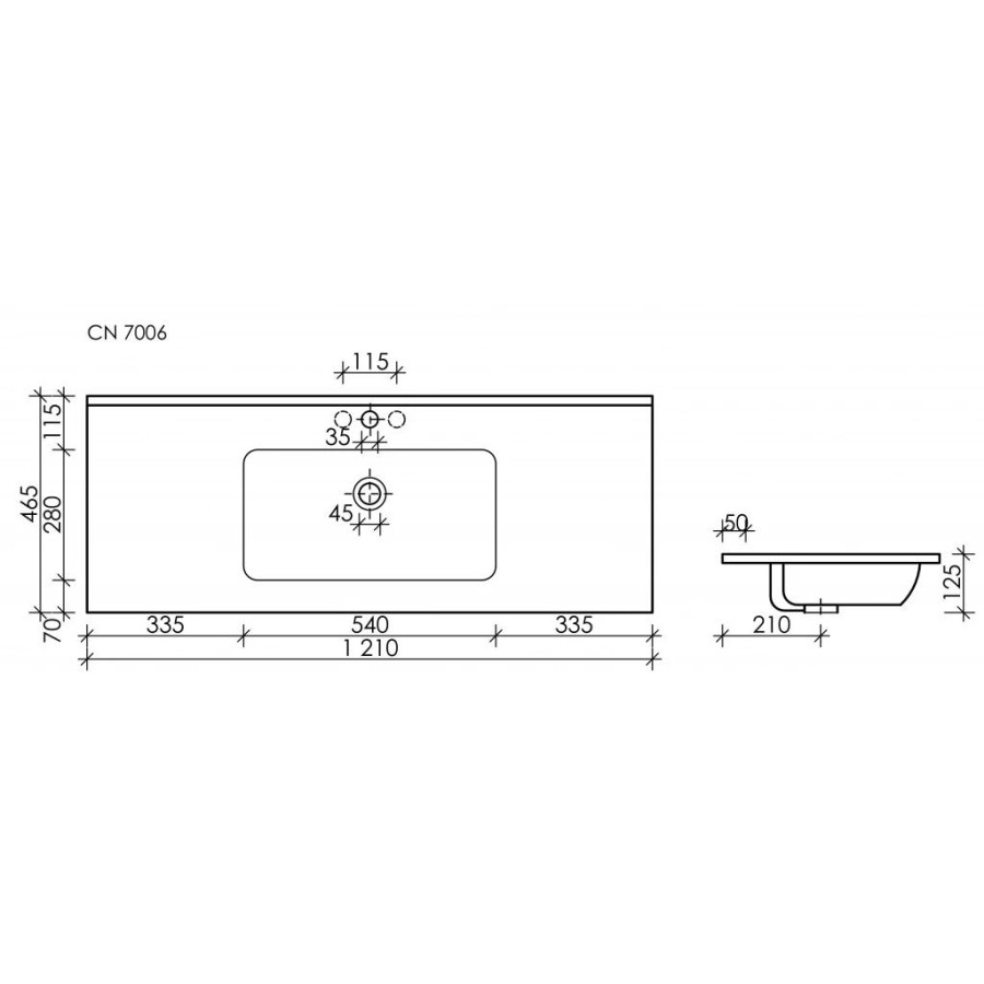 Раковина встраиваемая 121х46,5 Ceramica Nova Element CN7006