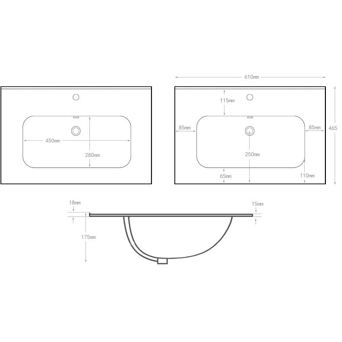 Раковина-столешница Aquanet Flat 60 черная матовая