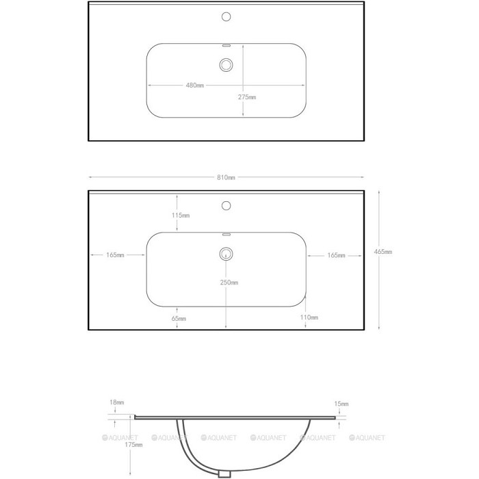 Раковина-столешница Aquanet Flat 80 белая матовая