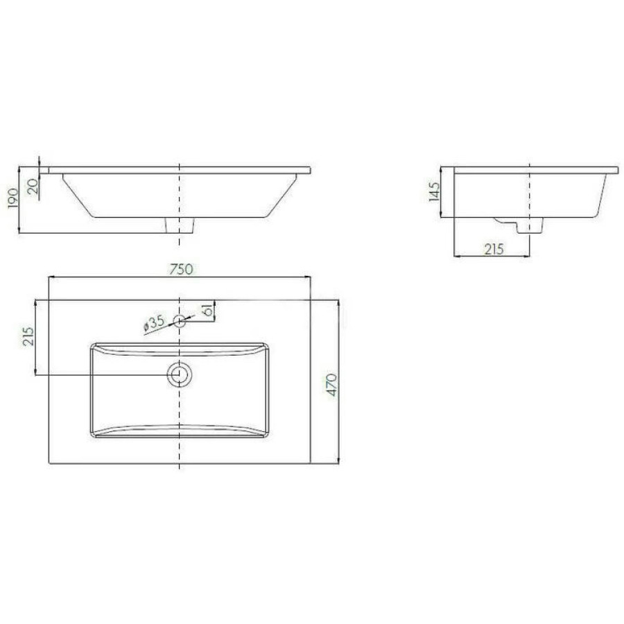 Раковина Акватон Quadro 75 1AX171WBXX000